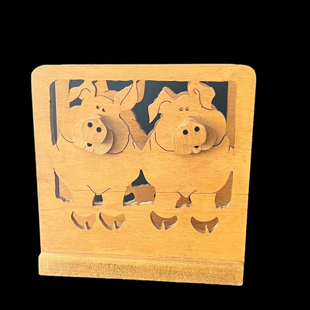 Wooden Napkin Holder-Piglets